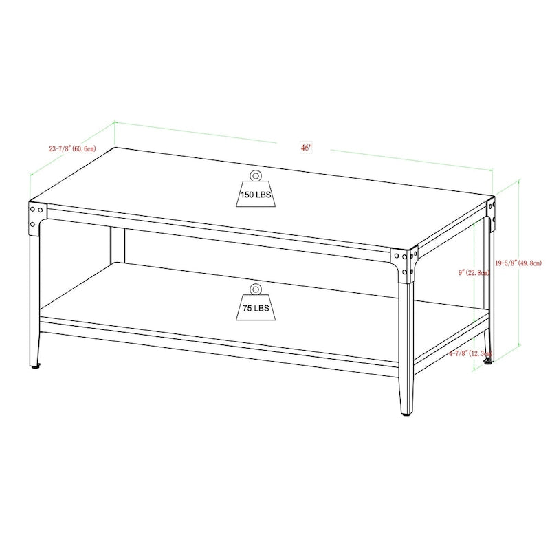 Table basse Middlebrook Witten en cornières de 46 pouces