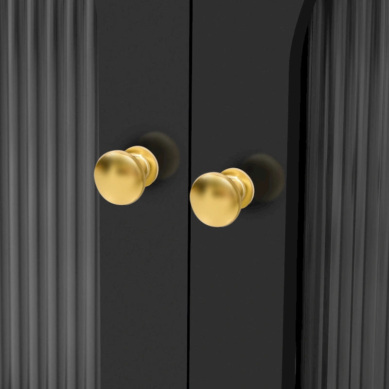 Meuble TV rétro 68,9 pour téléviseurs jusqu'à 75 pouces, console multimédia avec portes en verre cannelé de style arqué et 2 tiroirs