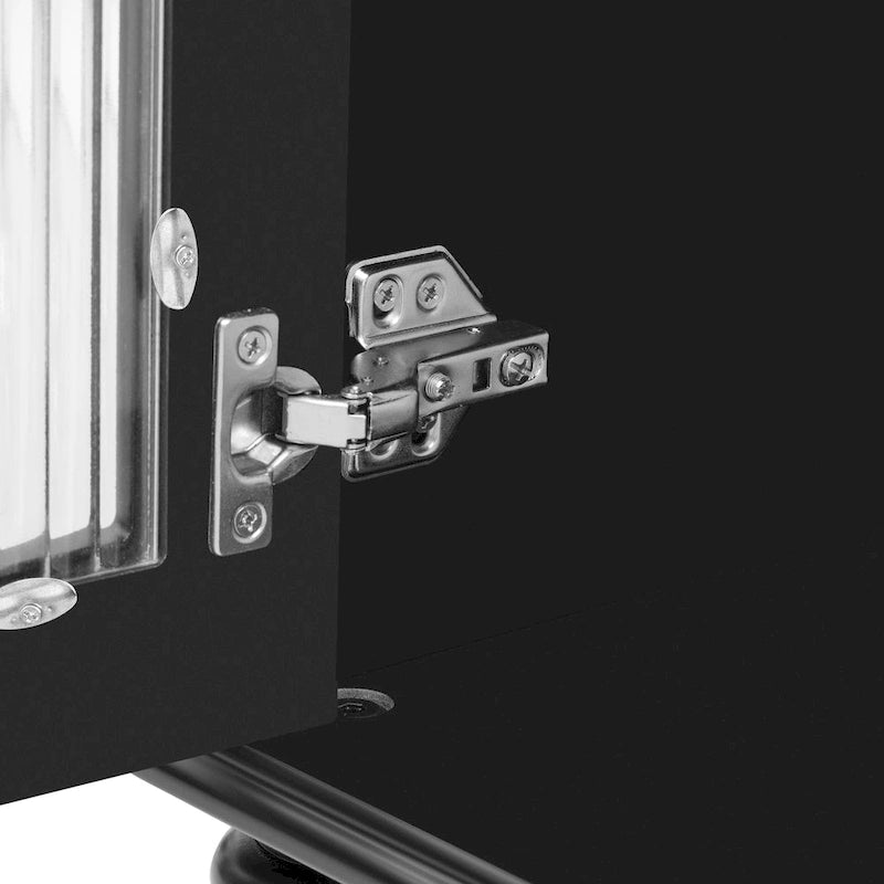 Meuble TV rétro 68,9 pour téléviseurs jusqu'à 75 pouces, console multimédia avec portes en verre cannelé de style arqué et 2 tiroirs