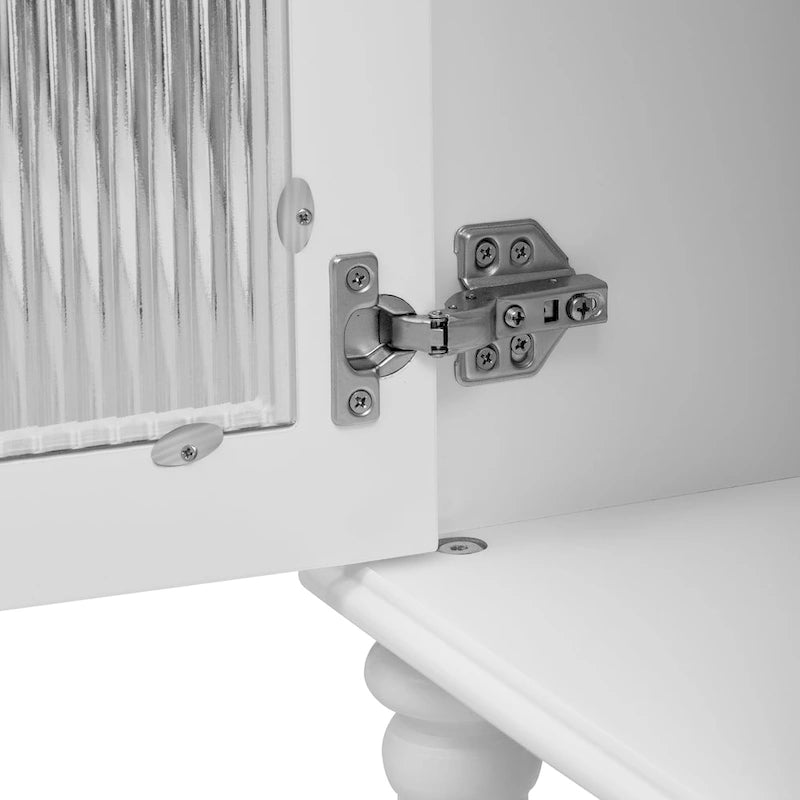 Meuble TV rétro 68,9 pour téléviseurs jusqu'à 75 pouces, console multimédia avec portes en verre cannelé de style arqué et 2 tiroirs