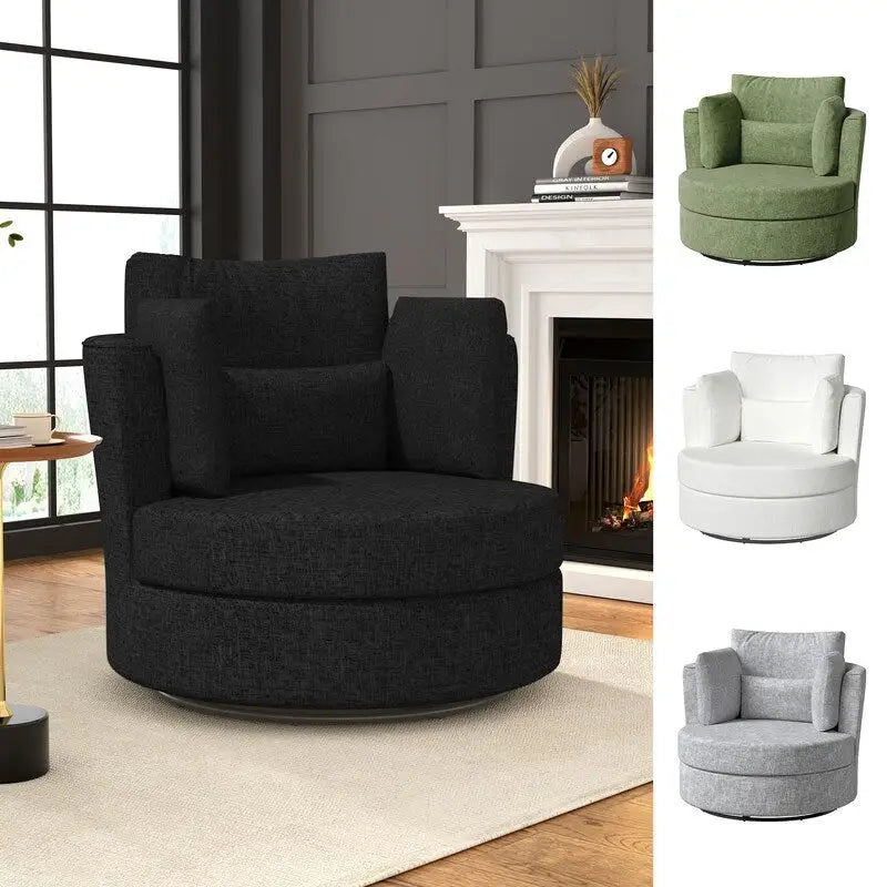 Fauteuil d'appoint pivotant en chenille, revêtement souple et moderne (lot de 2)