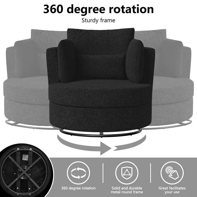 Fauteuil d'appoint pivotant en chenille, revêtement souple et moderne (lot de 2)