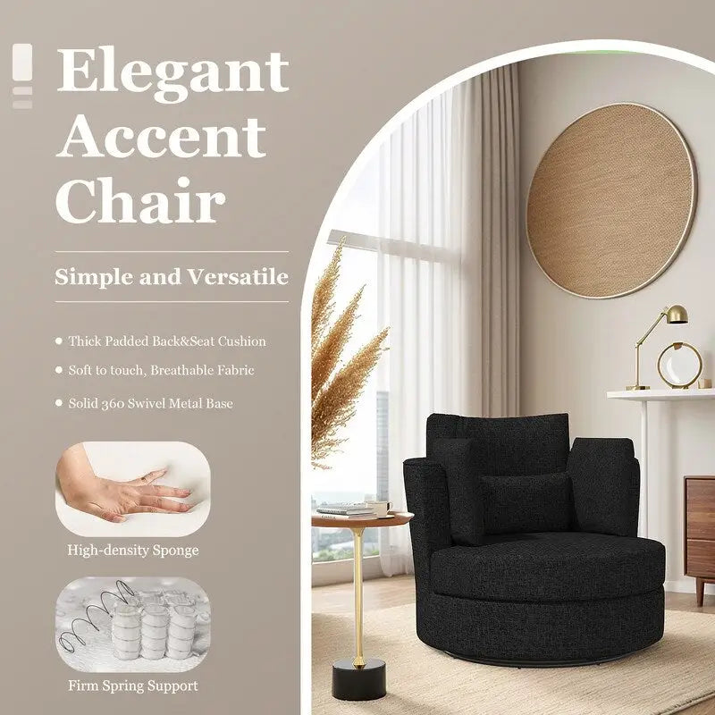 Fauteuil d'appoint pivotant en chenille, revêtement souple et moderne (lot de 2)