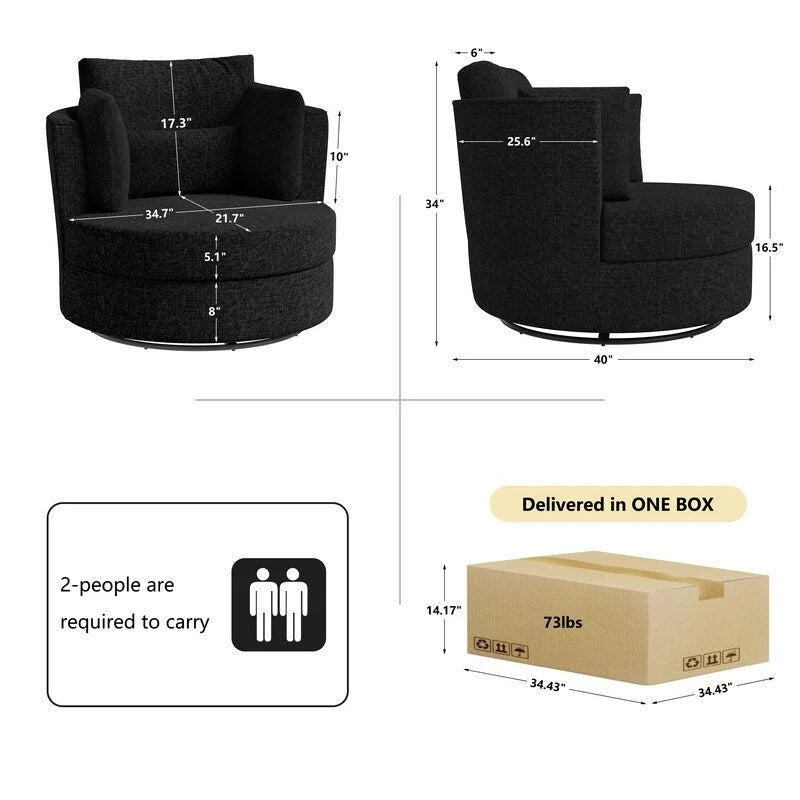 Fauteuil d'appoint pivotant en chenille, revêtement souple et moderne (lot de 2)