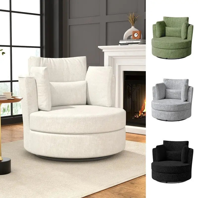 Fauteuil d'appoint pivotant en chenille, revêtement souple et moderne (lot de 2)