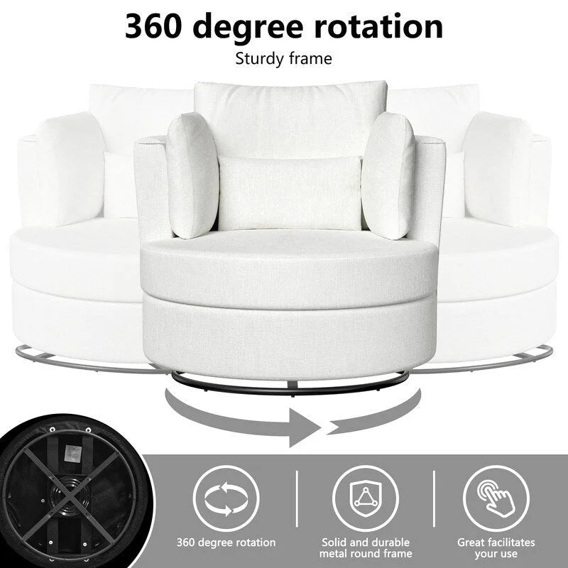 Fauteuil d'appoint pivotant en chenille, revêtement souple et moderne (lot de 2)