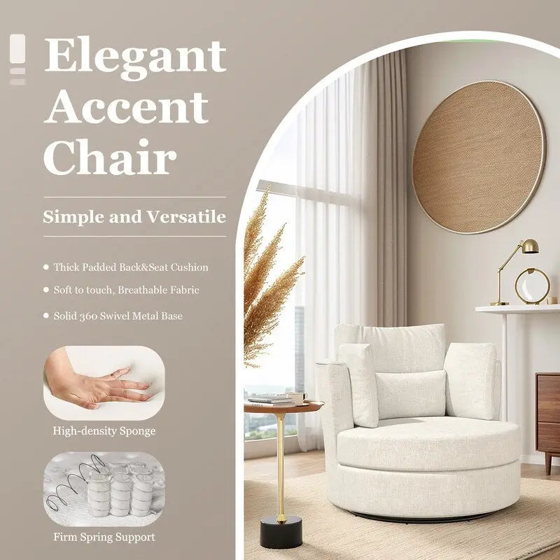 Fauteuil d'appoint pivotant en chenille, revêtement souple et moderne (lot de 2)