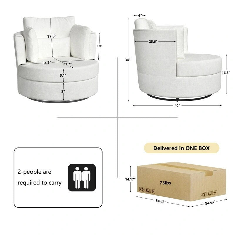 Fauteuil d'appoint pivotant en chenille, revêtement souple et moderne (lot de 2)