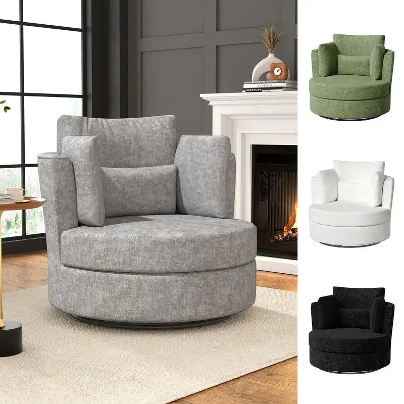 Fauteuil d'appoint pivotant en chenille, revêtement souple et moderne (lot de 2)