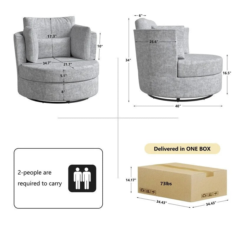 Fauteuil d'appoint pivotant en chenille, revêtement souple et moderne (lot de 2)