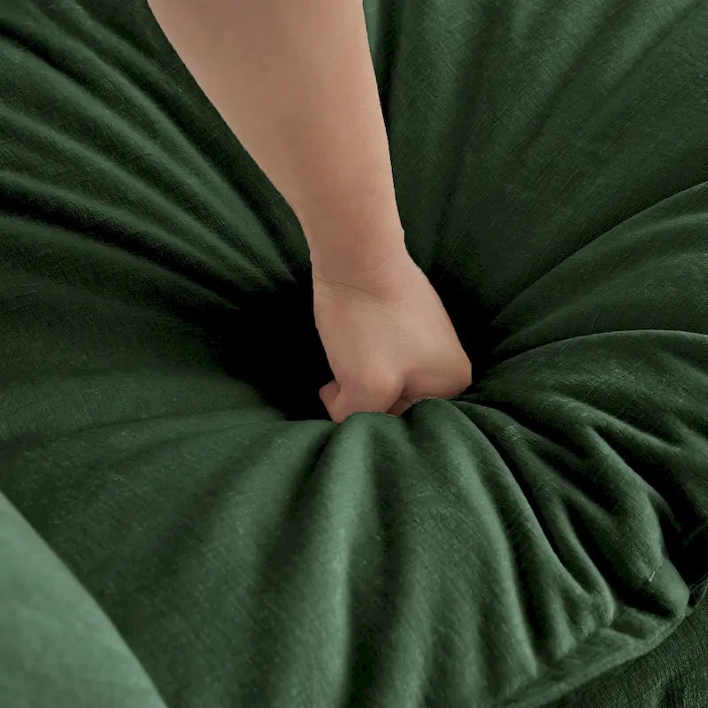 Canapé d'angle modulaire 5 pièces en chenille avec pouf