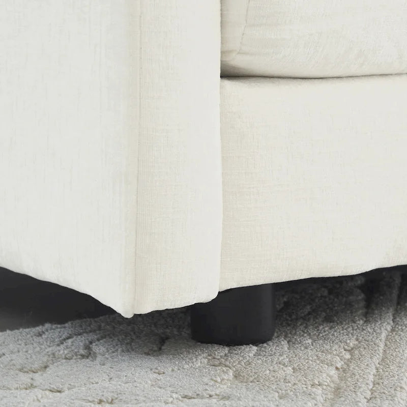 Canapé d'angle modulaire 5 pièces en chenille avec pouf
