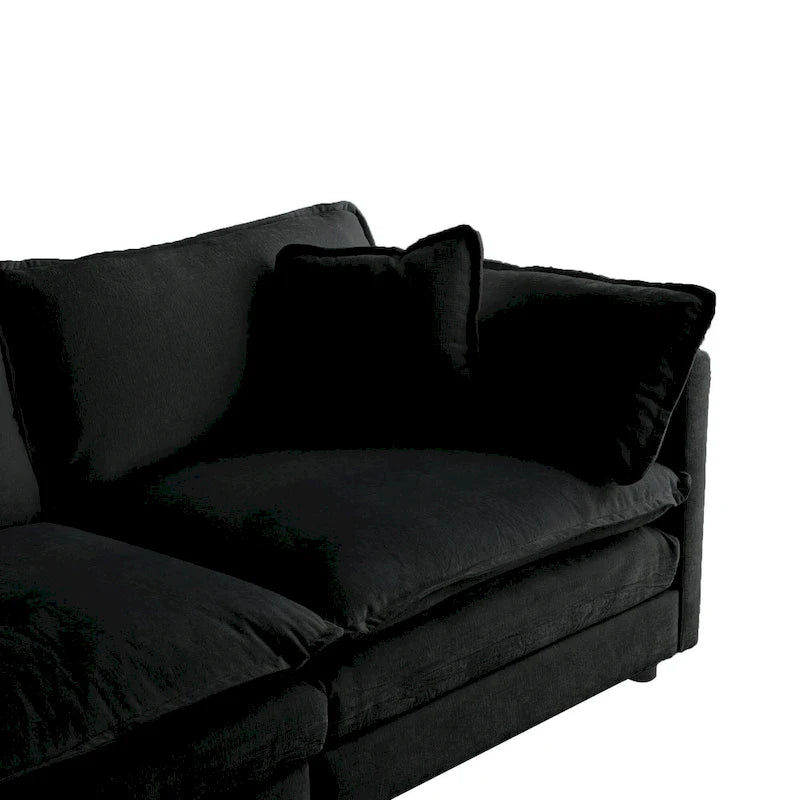 Canapé d'angle modulaire 5 pièces en chenille avec pouf