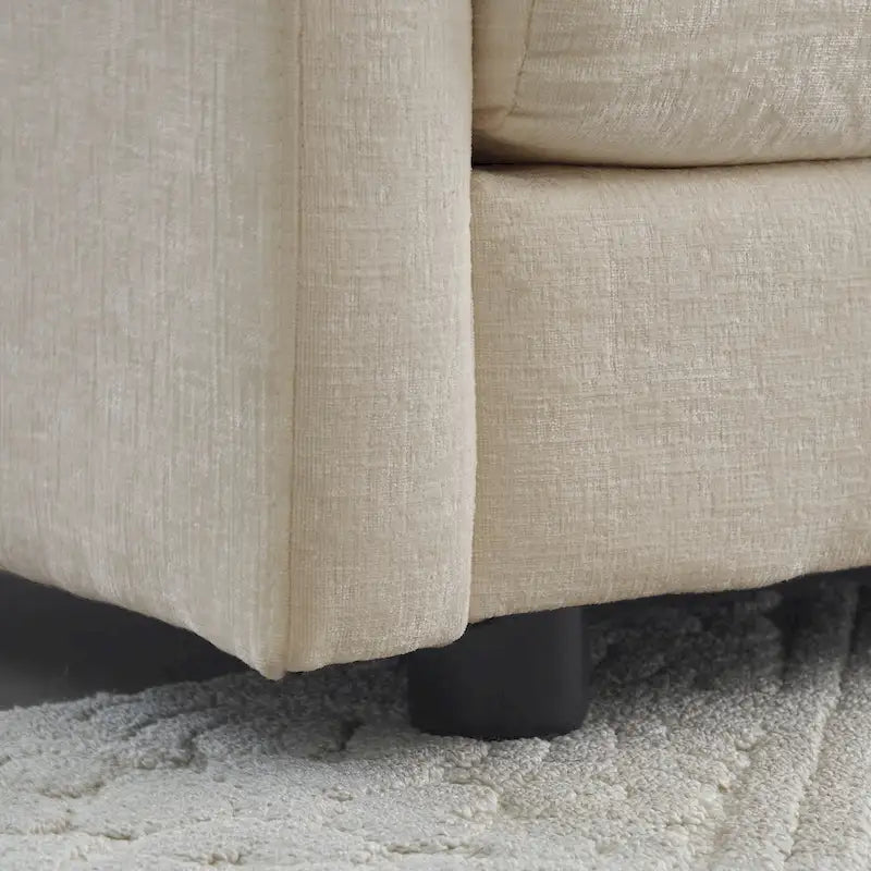 Canapé d'angle modulaire 5 pièces en chenille avec pouf