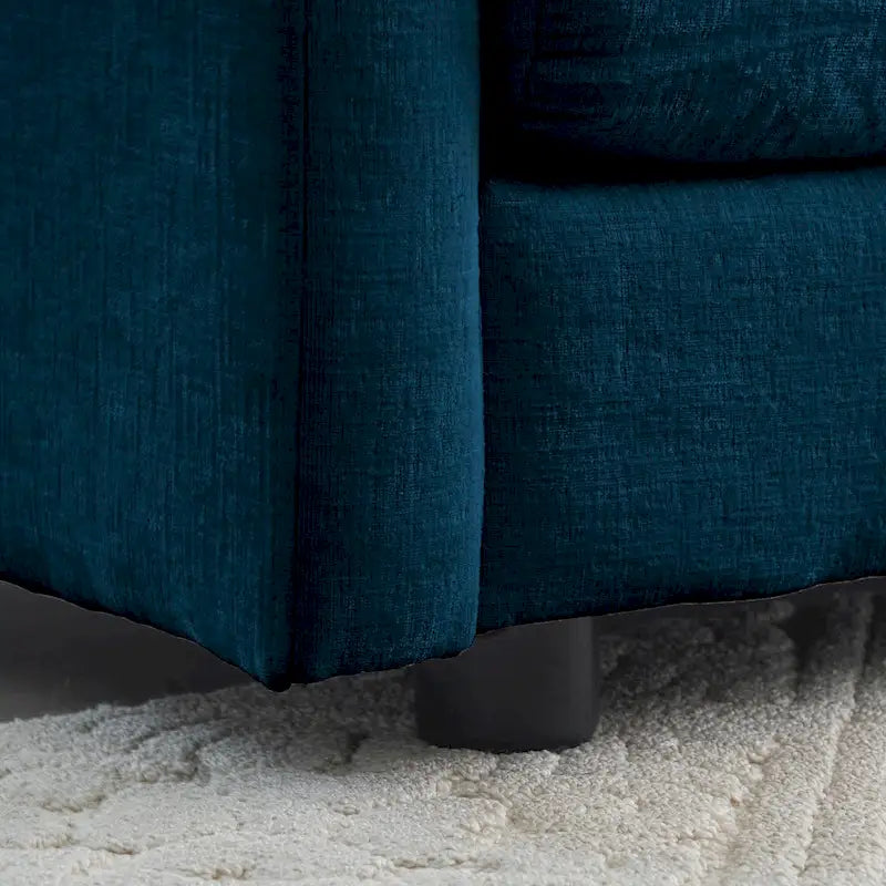Canapé d'angle modulaire 5 pièces en chenille avec pouf
