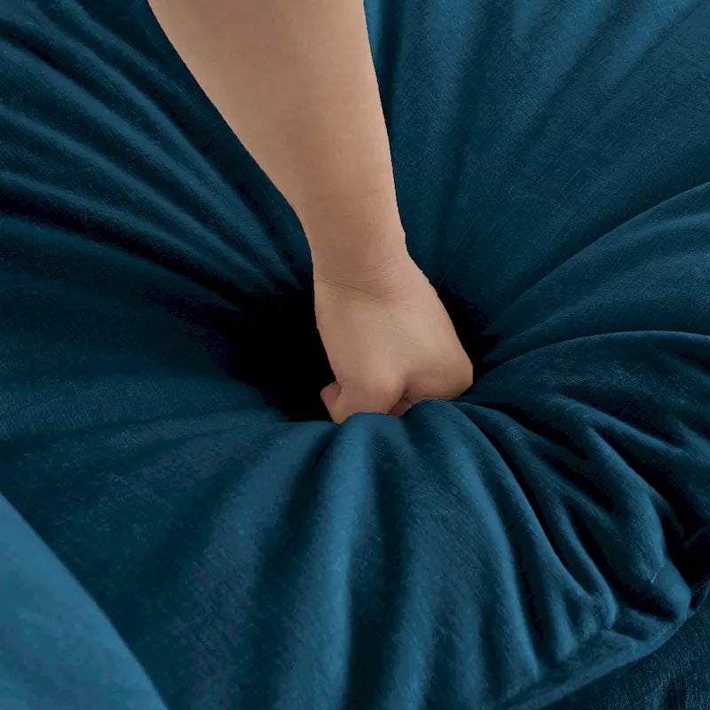 Canapé d'angle modulaire 5 pièces en chenille avec pouf