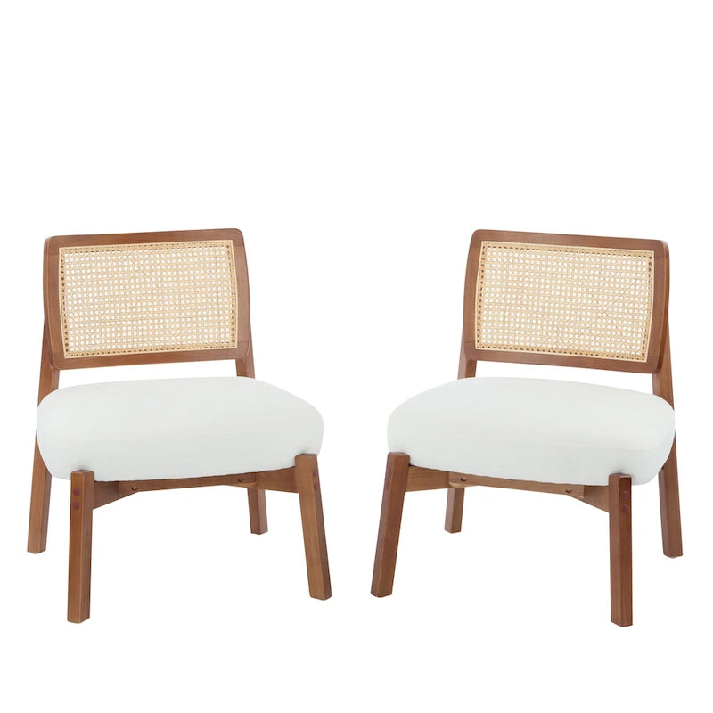 Christopher Knight Home - Alma (Lot de 2) Fauteuil lounge beige moderne avec dossier tissé et structure en bois robuste