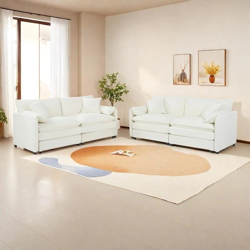 Ensemble canapé deux places 2 pièces 75.59 Chenille Cloud avec assise profonde et 4 coussins