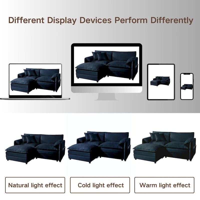 Ensemble canapé deux places 2 pièces 75.59 Chenille Cloud avec assise profonde et 4 coussins