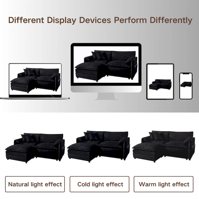 Ensemble canapé deux places 2 pièces 75.59 Chenille Cloud avec assise profonde et 4 coussins
