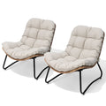 Ensemble de 2 fauteuils Papasan d'extérieur avec coussin épais rembourré, en rotin PE, pour un confort optimal en terrasse.
