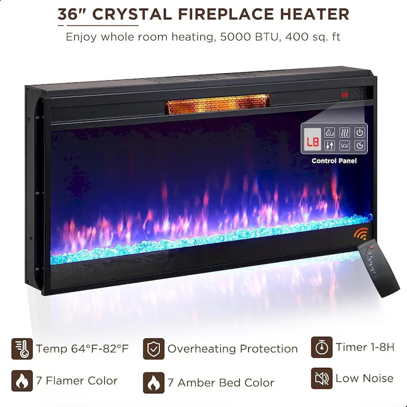 Meuble TV style ferme avec cheminée pour téléviseur 80 pouces, centre de divertissement