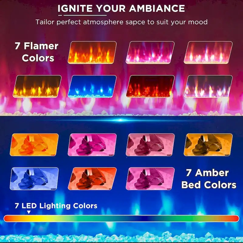 Meuble TV style ferme avec cheminée pour téléviseur 80 pouces, centre de divertissement