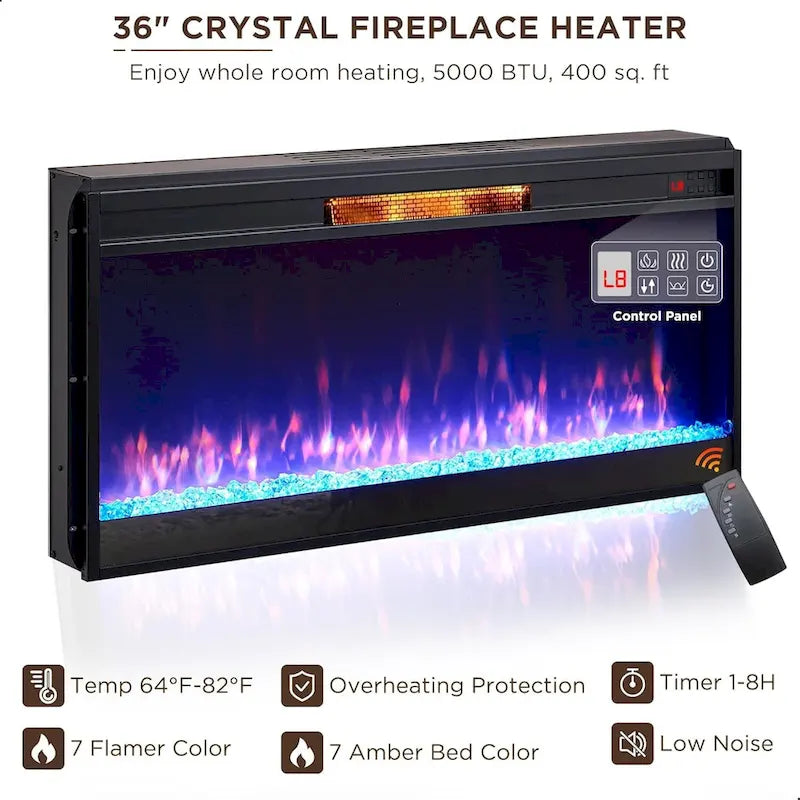 Meuble TV style ferme avec cheminée pour téléviseur 80 pouces, centre de divertissement