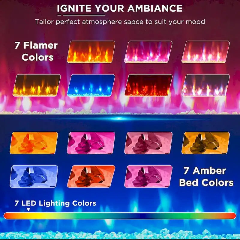 Meuble TV style ferme avec cheminée pour téléviseur 80 pouces, centre de divertissement