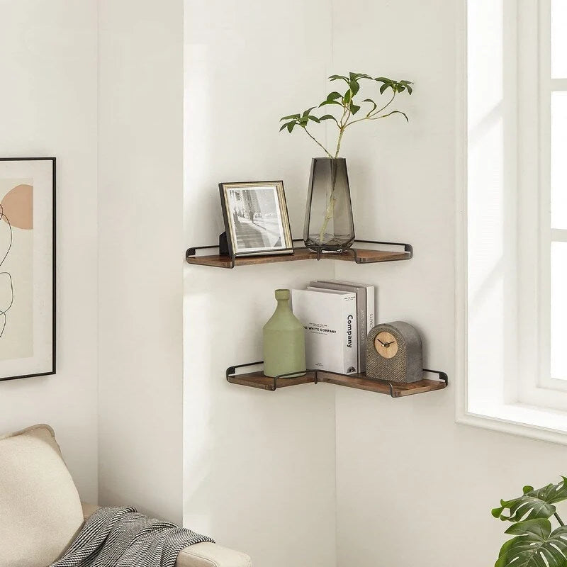 Ensemble de 2 étagères d'angle murales - 15,7 cm (P) x 5,5 cm (L) x 1,6 cm (H)