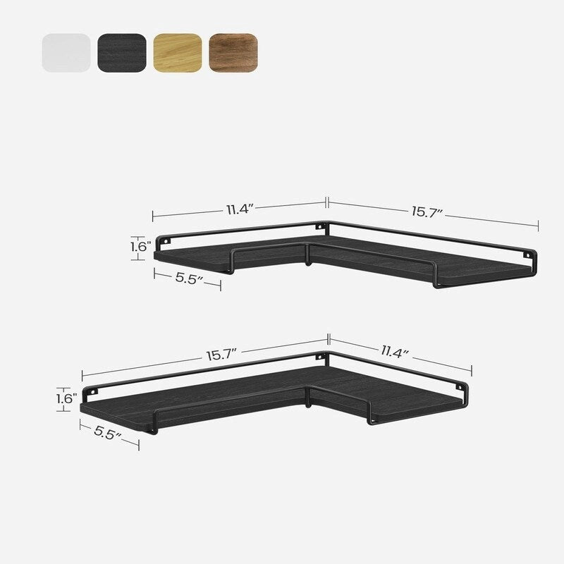Ensemble de 2 étagères d'angle murales - 15,7 cm (P) x 5,5 cm (L) x 1,6 cm (H)