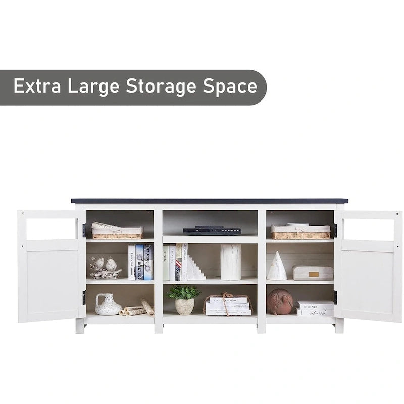 Meuble TV de style campagnard pour téléviseur de 75 pouces, centre de divertissement moderne