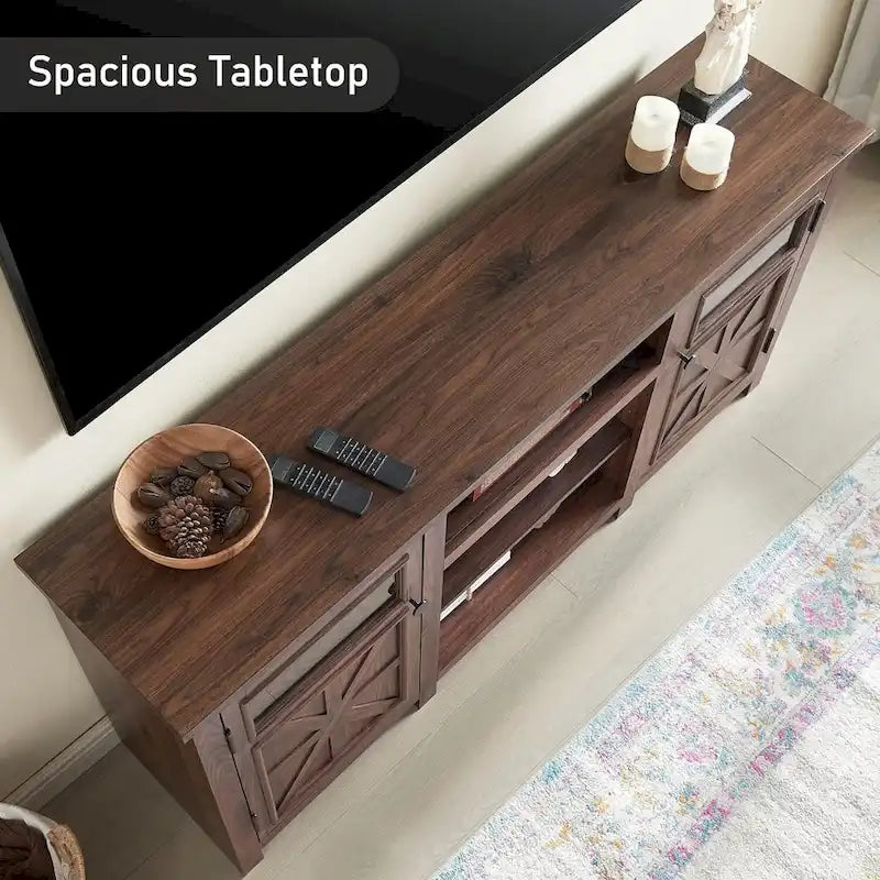 Meuble TV de style campagnard pour téléviseur de 75 pouces, centre de divertissement moderne