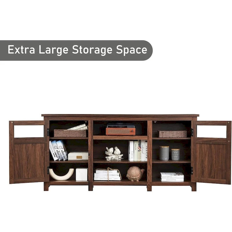 Meuble TV de style campagnard pour téléviseur de 75 pouces, centre de divertissement moderne