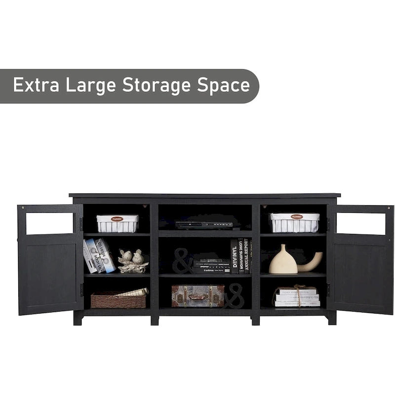 Meuble TV de style campagnard pour téléviseur de 75 pouces, centre de divertissement moderne