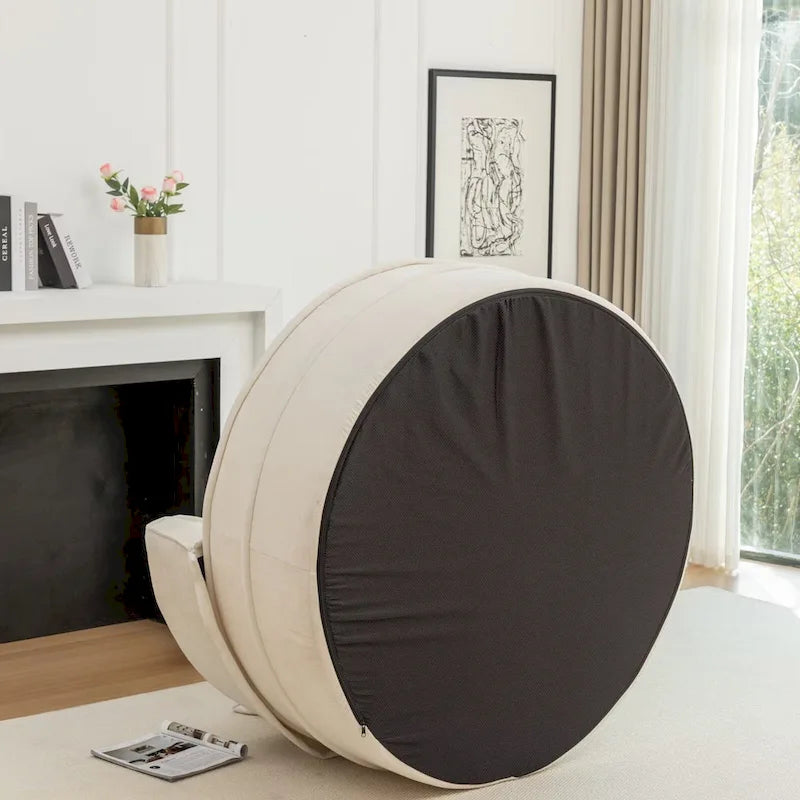 Fauteuil d'appoint moderne rond avec repose-pieds - Canapé lounge en velours