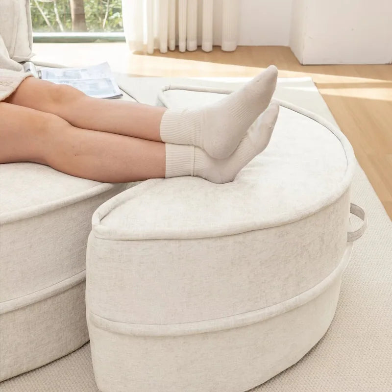 Fauteuil d'appoint moderne rond avec repose-pieds - Canapé lounge en velours
