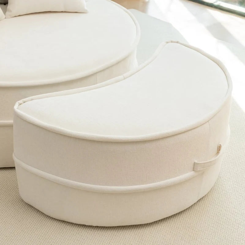 Fauteuil d'appoint moderne rond avec repose-pieds - Canapé lounge en velours