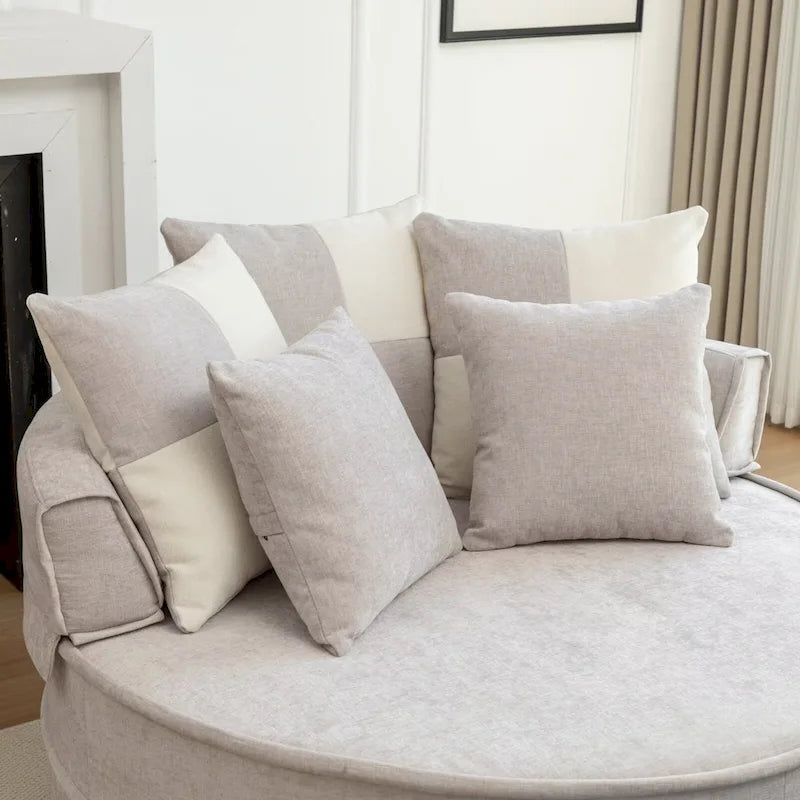 Fauteuil d'appoint moderne rond avec repose-pieds - Canapé lounge en velours