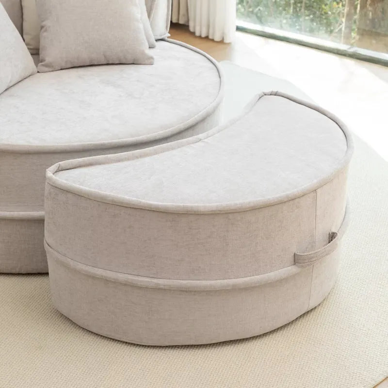 Fauteuil d'appoint moderne rond avec repose-pieds - Canapé lounge en velours