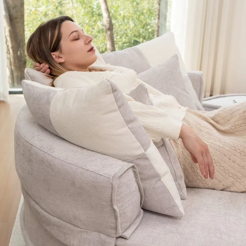 Fauteuil d'appoint moderne rond avec repose-pieds - Canapé lounge en velours