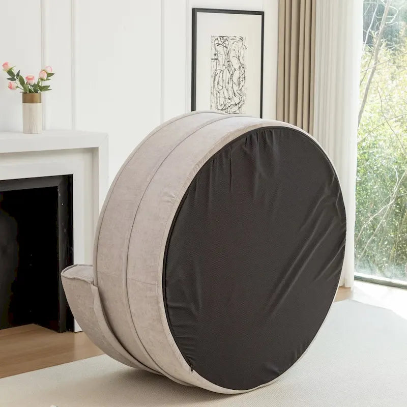 Fauteuil d'appoint moderne rond avec repose-pieds - Canapé lounge en velours