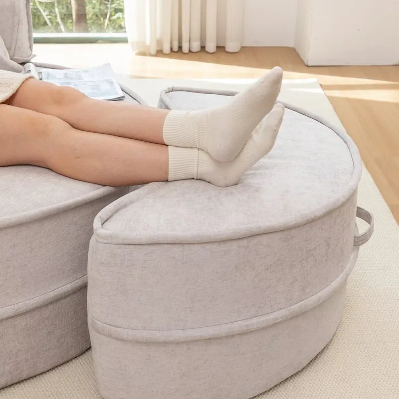 Fauteuil d'appoint moderne rond avec repose-pieds - Canapé lounge en velours