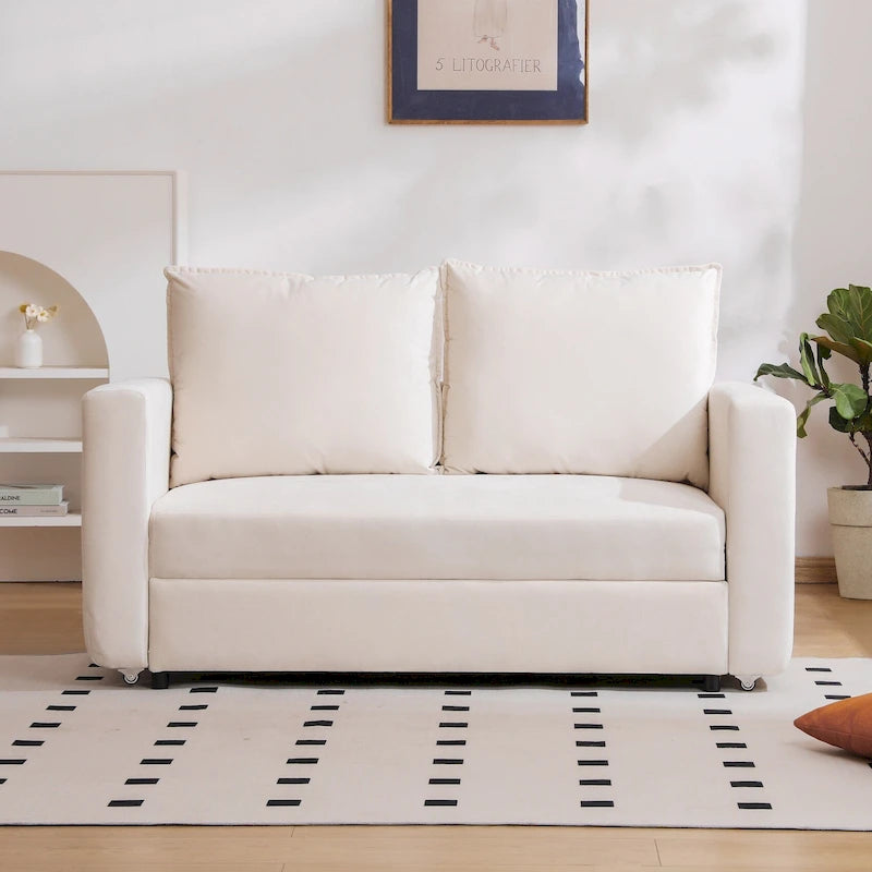 Canapé deux places, canapé-lit 2 en 1 avec lit gigogne, canapé futon avec accoudoirs réglables, canapés pour salon, chambre