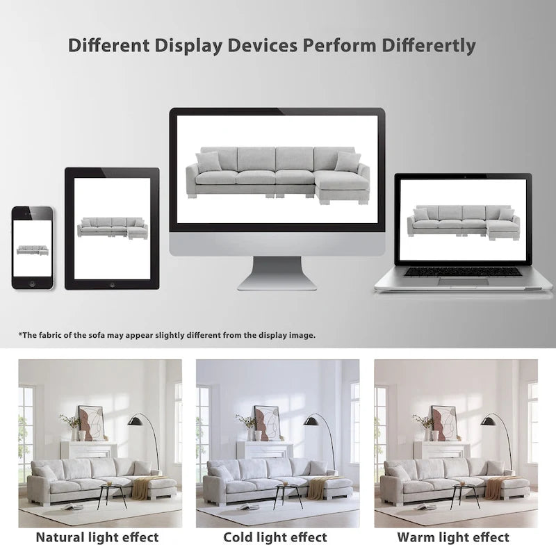 Canapé d'angle en chenille 119 avec méridienne et 2 coussins