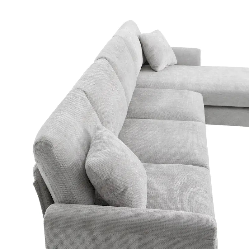 Canapé d'angle en chenille 119 avec méridienne et 2 coussins