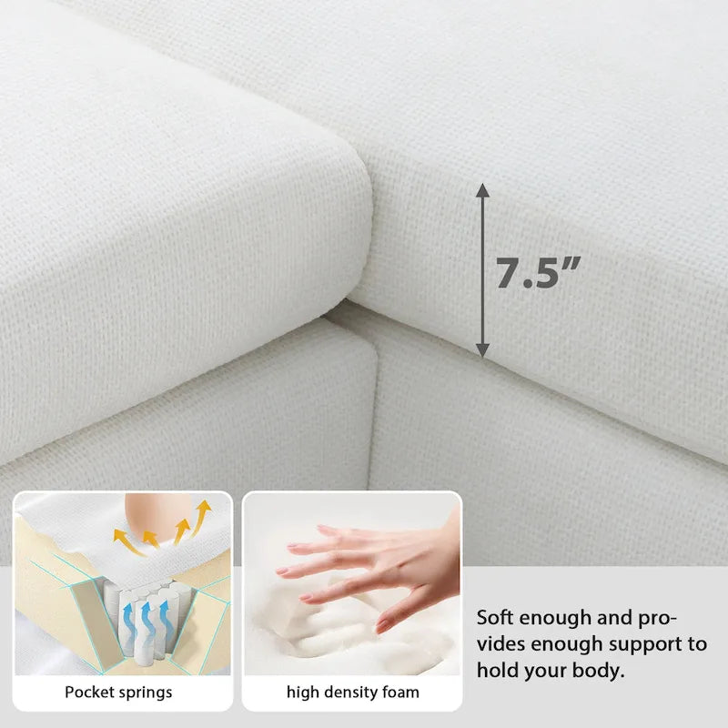 Canapé d'angle en chenille 119 avec méridienne et 2 coussins