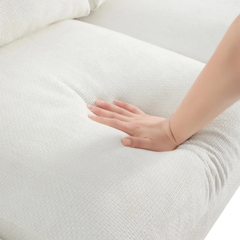 Canapé d'angle en chenille 119 avec méridienne et 2 coussins