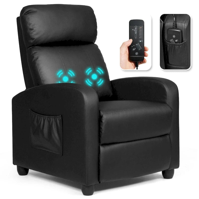 Fauteuil de massage inclinable Gymax, canapé une place rembourré avec repose-pieds