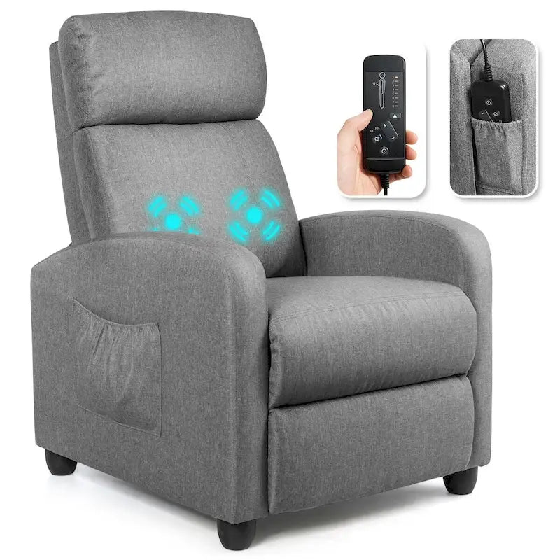 Fauteuil de massage inclinable Gymax, canapé une place rembourré avec repose-pieds